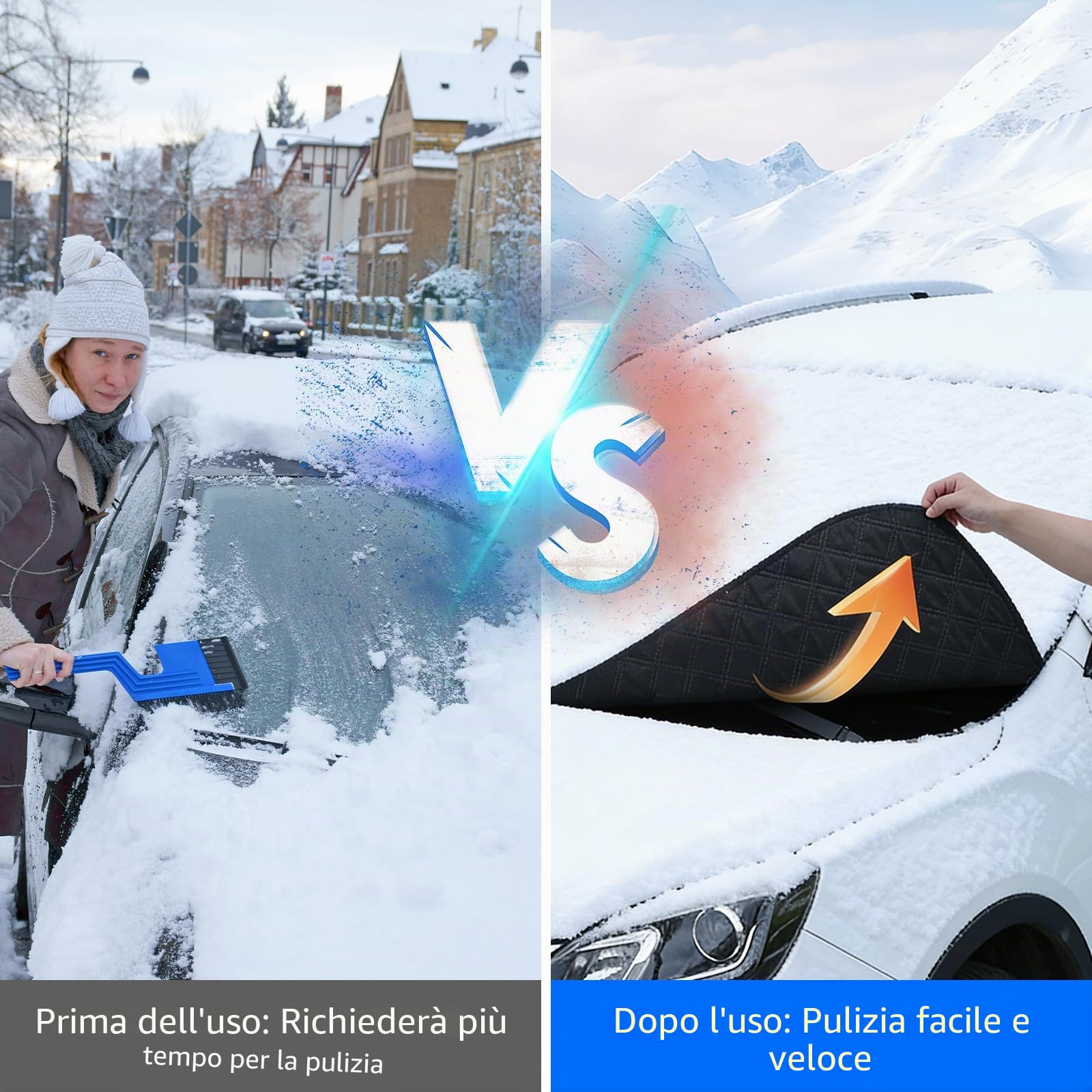 Copri Parabrezza Auto Inverno, 9 Magnete, Copriparabrezza Inverno Esterno per Maggior Parte dei Veicoli, Resistente alla neve, al ghiaccio, al gelo, alla polvere e ai raggi UV, 152 x 125cm