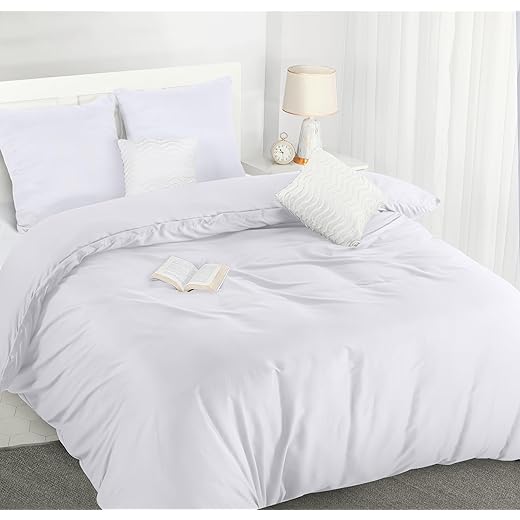 Utopia Bedding Funda Nordica 220 x 240 - Microfibra Juego de Funda Edredon 220x240 cm y 2 Fundas de Almohada 65x65 cm (Blanco)