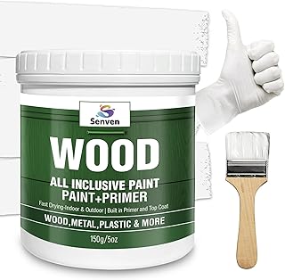White Paint 150ml Acrylic Paints for Wood, Furniture, Cabinets, Walls, Trim, Doors, Tables, Acrylic Enamel, Water Based, Non-Toxic & Odorless, Fast Drying, Interior/Exterior, 5.3 Fl Oz