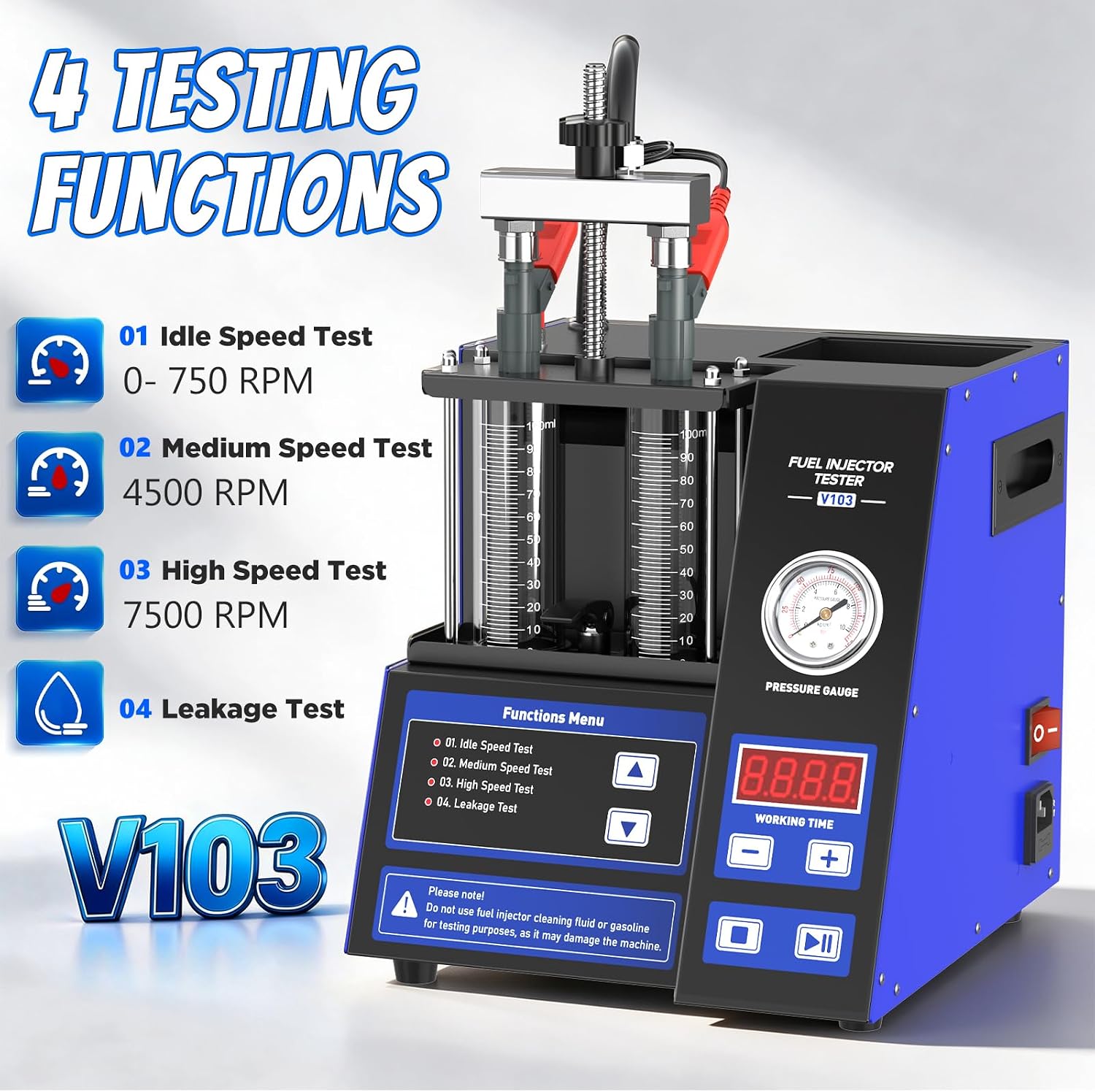 V103 Fuel Injector Tester Cleaner - Visualize Spray & Flow Rate Diagnosis