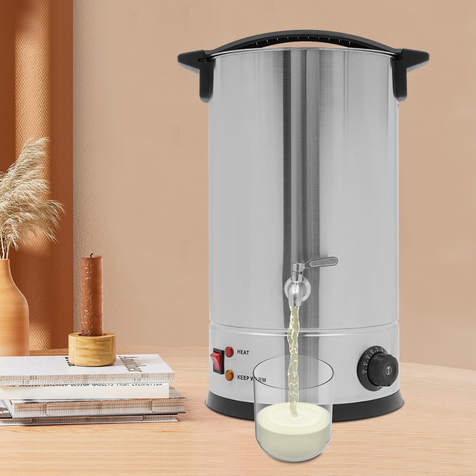 Pentola elettrica per fusione di cera,forno professionale da 15 l, riscaldamento rapido e uniforme, isolamento a doppio strato con rubinetto,per la produzione di prodotti per la cura dei capelli