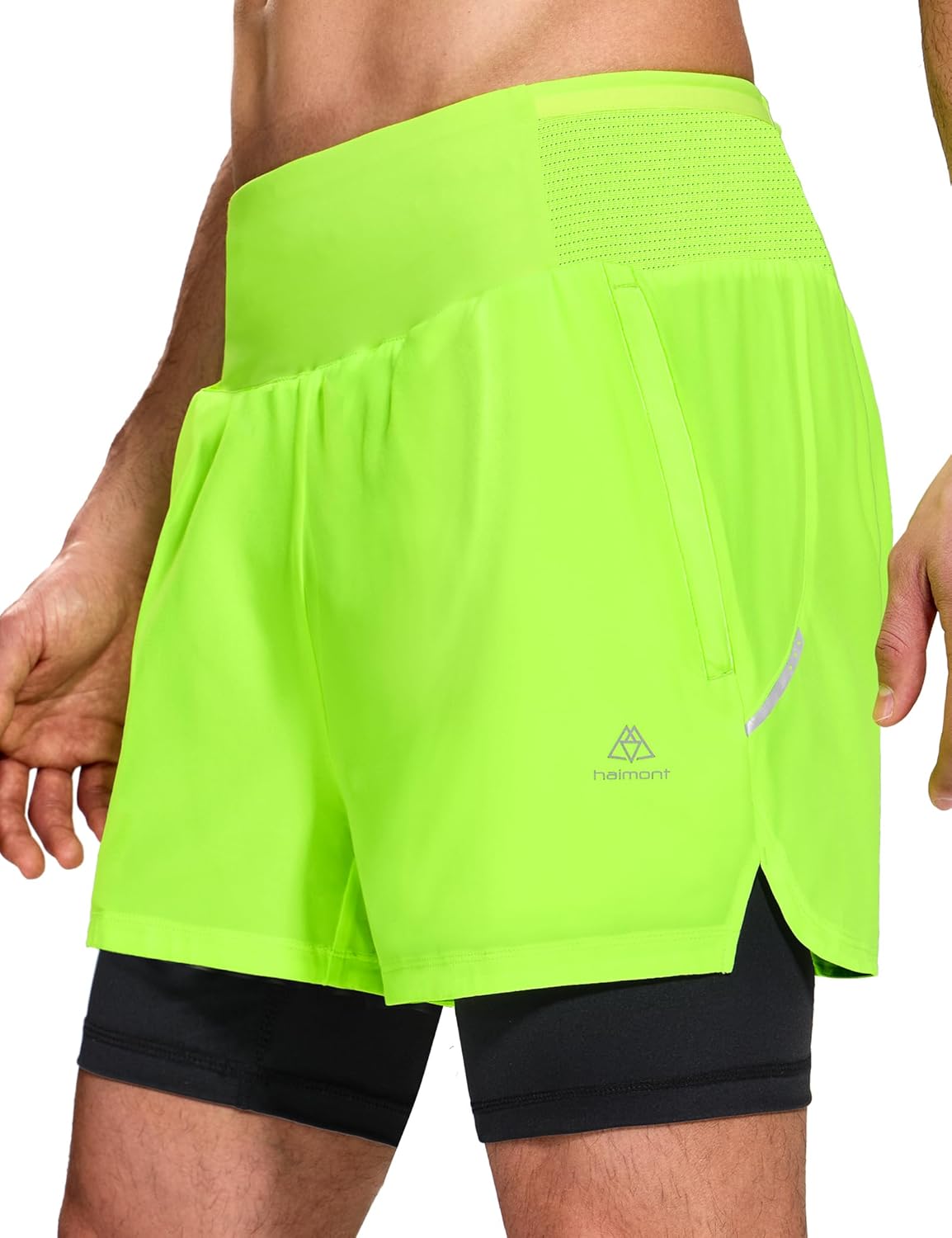 Haimont Shorts de corrida masculino 2 em 1 7,6 cm, short esportivo leve de secagem rápida para academia com forro e bolsos com zíper