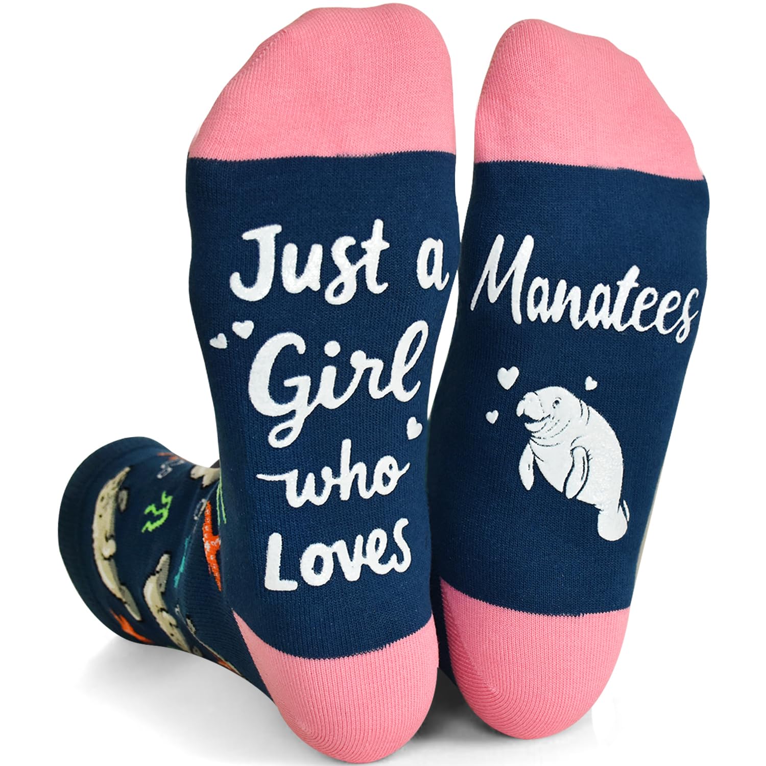 Funny Manatee Lover Gift for Women Girls, Novelty Manatee Non-Slip Socks Environmentalist Gift for Sea Creature Lovers