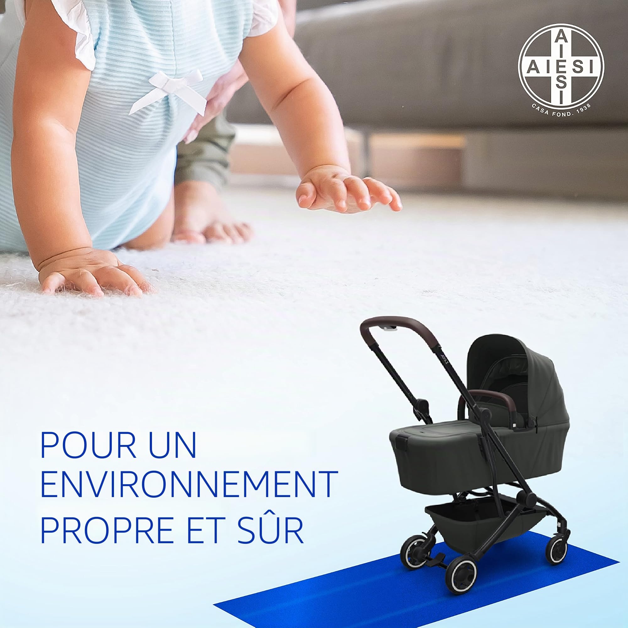 AIESI® Tapis décontaminant Amovible adhésif 30 Feuilles détachables avec Bactericide Bleu Dimensions 60x115 cm (5 Tapis avec 30 Feuilles), Antibactérien, Antipoussière