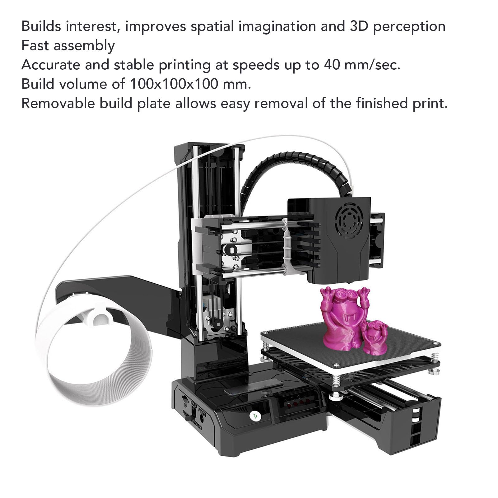 K9 Stampante 3D Affetta Automatica Easyware 0,05 Mm Risoluzione dei Livelli per Bambini e STEM Education PLA Filamento 100x100x100mm Build Dimensioni Compatibili con Easyware e Cura (Spina degli
