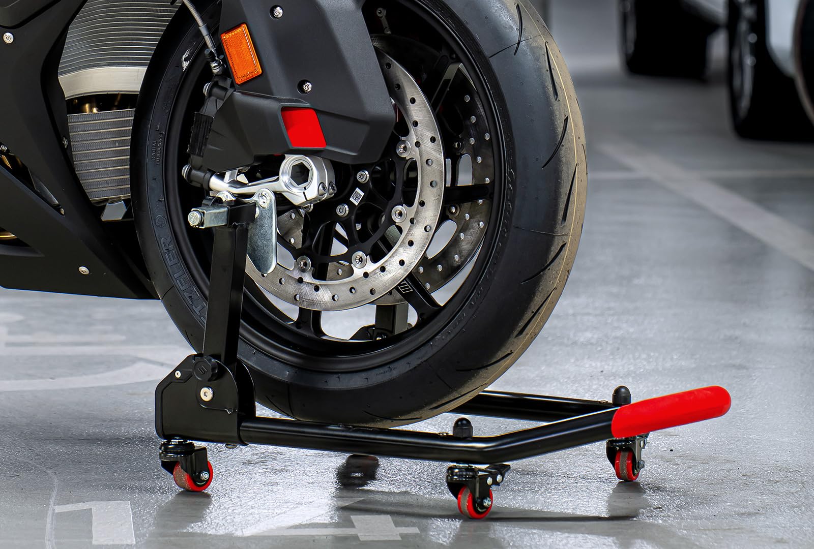 SEFIS M20U - Juego de soporte para motocicleta + bujes prisma M8 para rueda trasera, elevador de moto, soporte de servicio trasero plegable (para BMW S1000RR / R/XR M1000RR / R/XR)