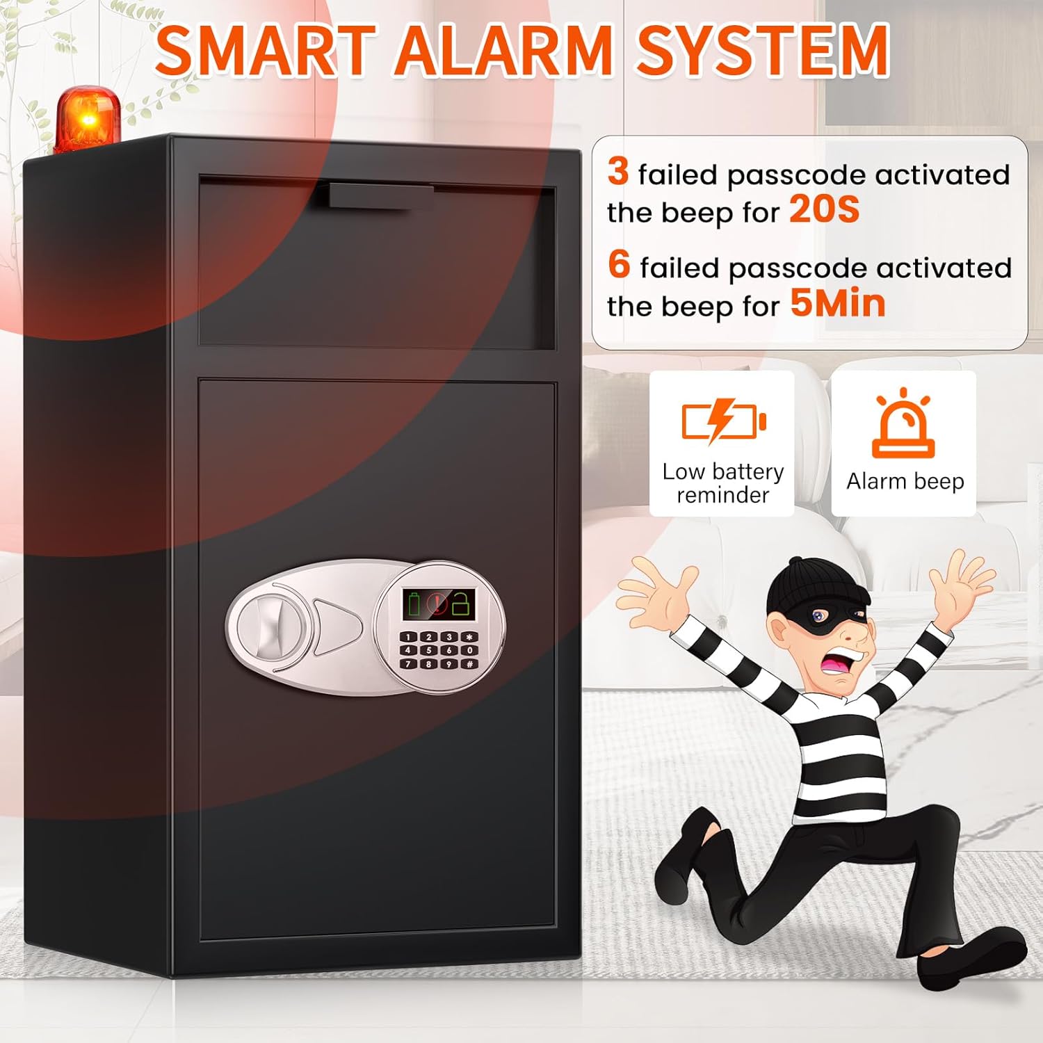 6.0 CU FT Extra Large Drop Safe for Business, Anti-Theft Money Drop Slot Safes with Digital Keypad and Spare Keys, Heavy Duty Depository Safe for Home Office Retail Store Business Mail Church