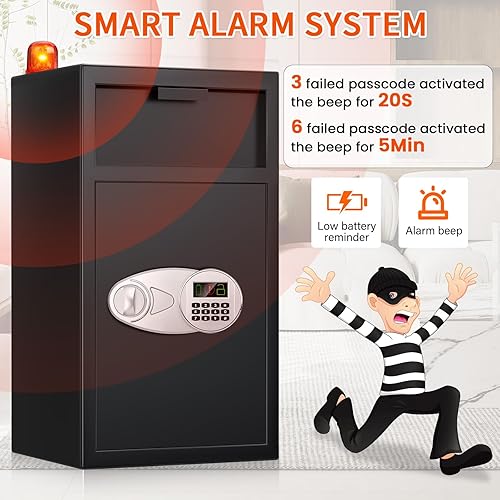 Miniatura 8 de Caja fuerte extra grande de 5.8 pies cúbicos para negocios, caja fuerte antirrobo con teclado digital y llaves de repuesto, caja fuerte de depósito