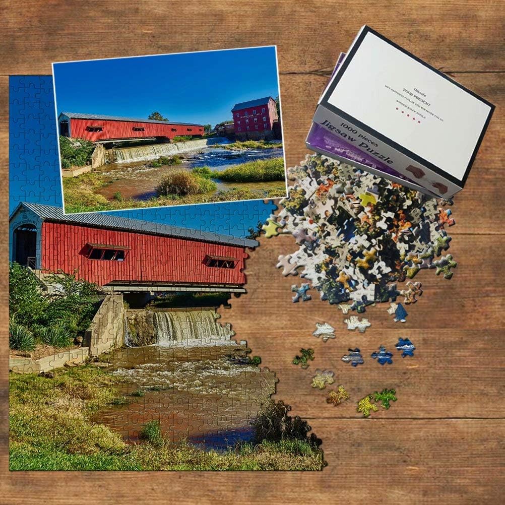 USA America Covered Bridge Bridgeton Indiana Jigsaw Puzzle 1000 Piece Travel Souvenir Wooden