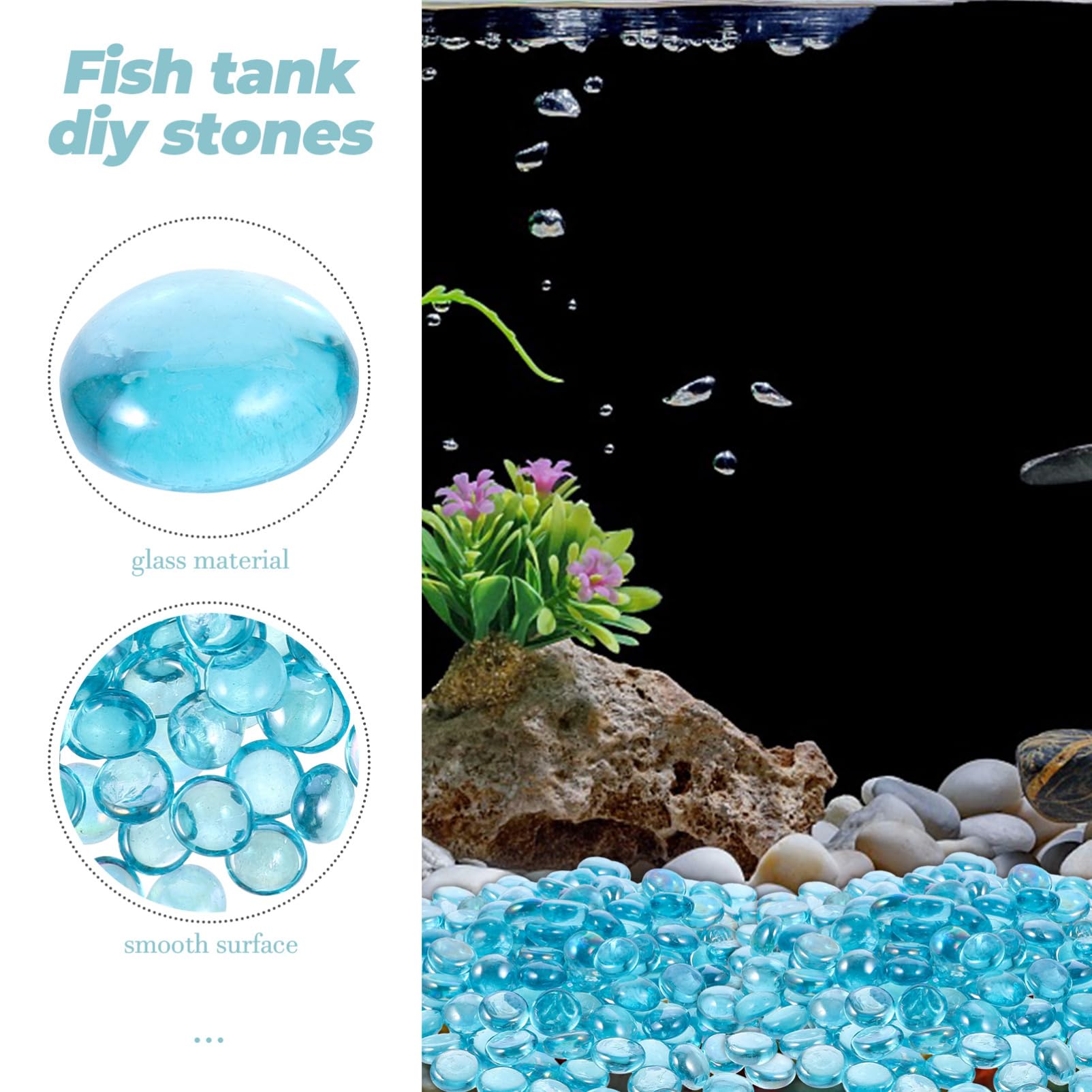 Graviers en Verre Transparent: 1 De Graviers en Verre D'aquarium Pierres Précieuses Décoratives en pour Vase Paysage D'aquarium
