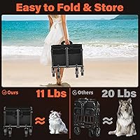 Vista 3 de Carritos con ruedas plegables colapsables: vagón de compras plegable de 360LBS portátil de alta resistencia para compras y camping - Vagón
