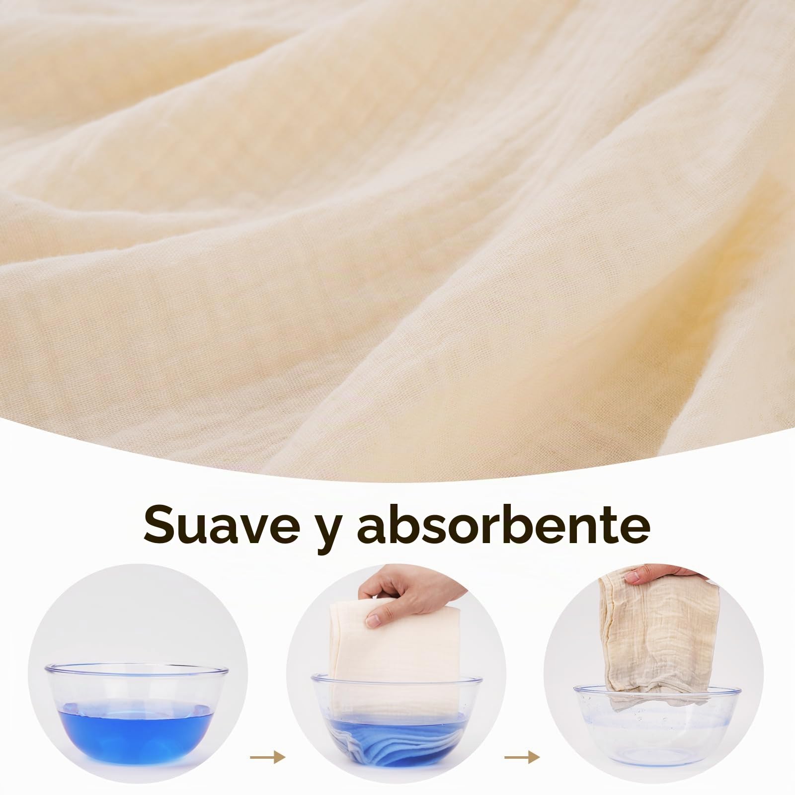 Muselinas Bebé Paño 60x60 cm, 100% Algodón Super Absorbentes Suave y Transpirable Gasas para Bebes Toallas Bebe de Muselinas para Recien Nacido Niñas Niños, 4 Piezas, Marrón