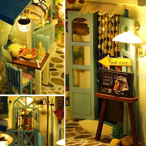 Miniatura 4 de Kit de rincón de libros de bricolaje, casa de muñecas para estantería, decoración de callejón, kit de creatividad con luz LED