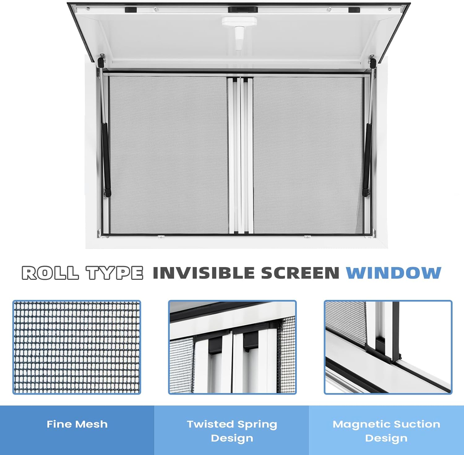 EROMMY Concession Window 36" W x 24" H, Aluminum Alloy Serving Window with Dual Sliding Screen Windows & Hydraulic Awning Door, Sturdy Food Truck Service Window for Food Trailers, Concession Stands