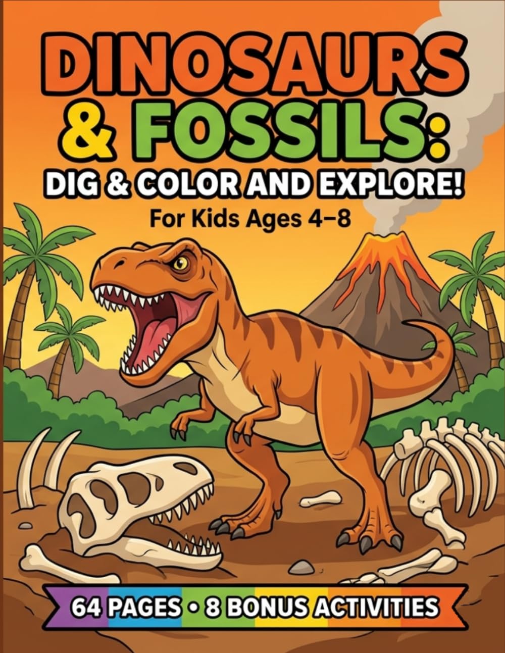 Dinosaurs & Fossils Activity Book for Kids Ages 4–8: Dig, Color and Explore Prehistoric Fun with Dinosaurs, Fossils, Mazes, and Puzzles (Meridian Dinosaur Activity Books)