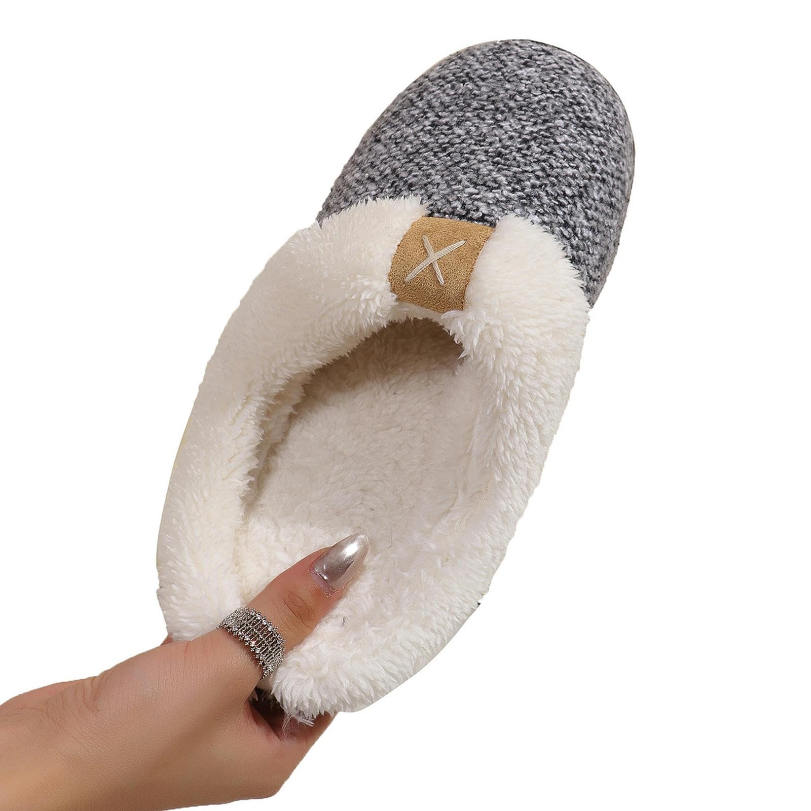 Pantofole Pantofole con Sola Spessa per Pannelli di Cotone Caldi E Non Slip Invernali con Pile Spessa-nero-40 41