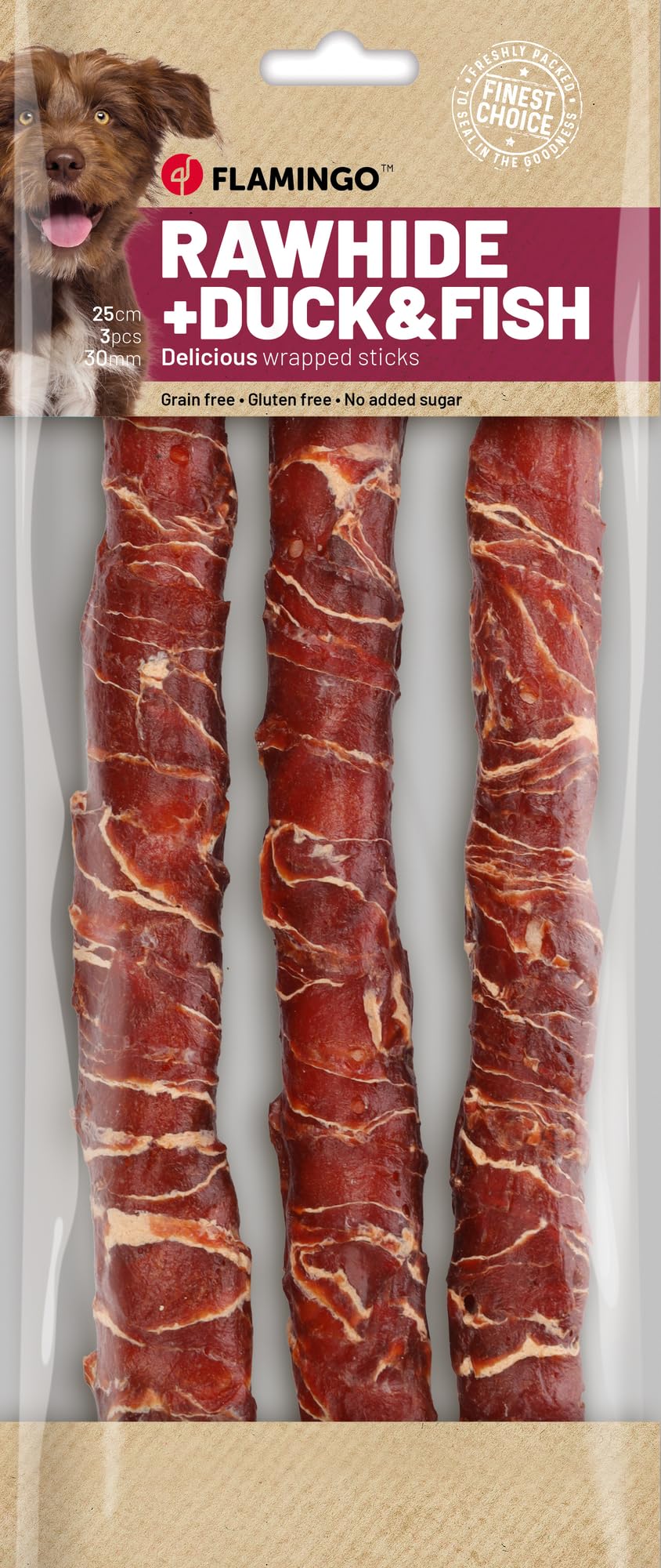 snack per cani - bastoncini per cani - R'Hide con anatra e merluzzo - 25 cm - 3 pezzi - 240 g - senza glutine - senza cereali - senza zuccheri aggiunti