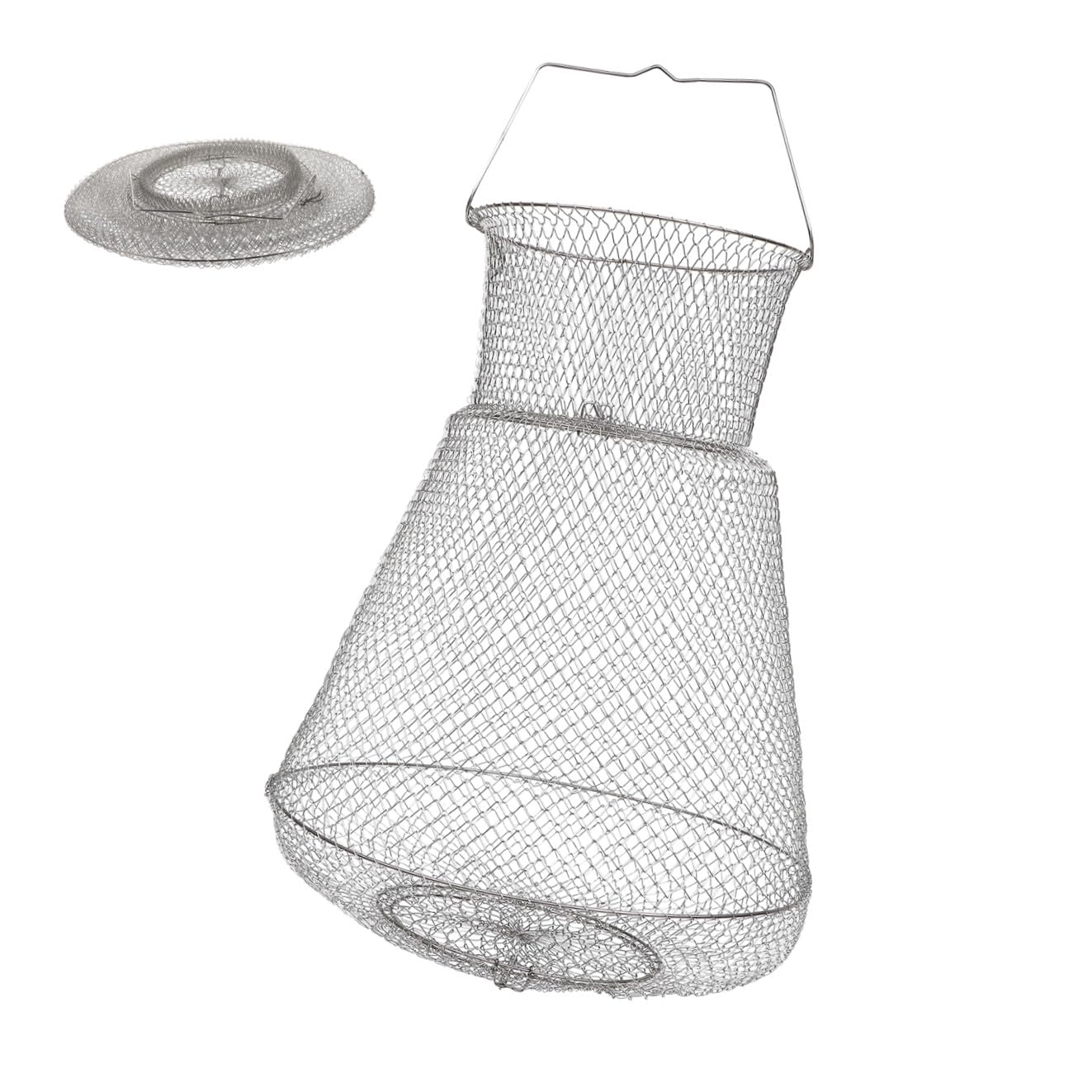 Nassa Porta Pesci Inox Pieghevole 1 Pezzo Argento per Pesca