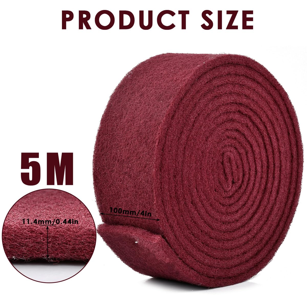 OTYMIOW Rollo de Vellón de Lija Reutilizable 5 m×10 cm Esponja de Lijado de Grano 320-400 Almohadillas de Lijado de Tela no Tejida, Almohadillas de Lijado de Tela no Tejida para Pulir Madera y Metal