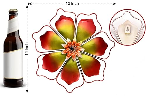 Miniatura 2 de Decoración de pared de flores de metal, decoración de pared de metal con marco de alambre para colgar para porche al aire libre, patio, jardín,
