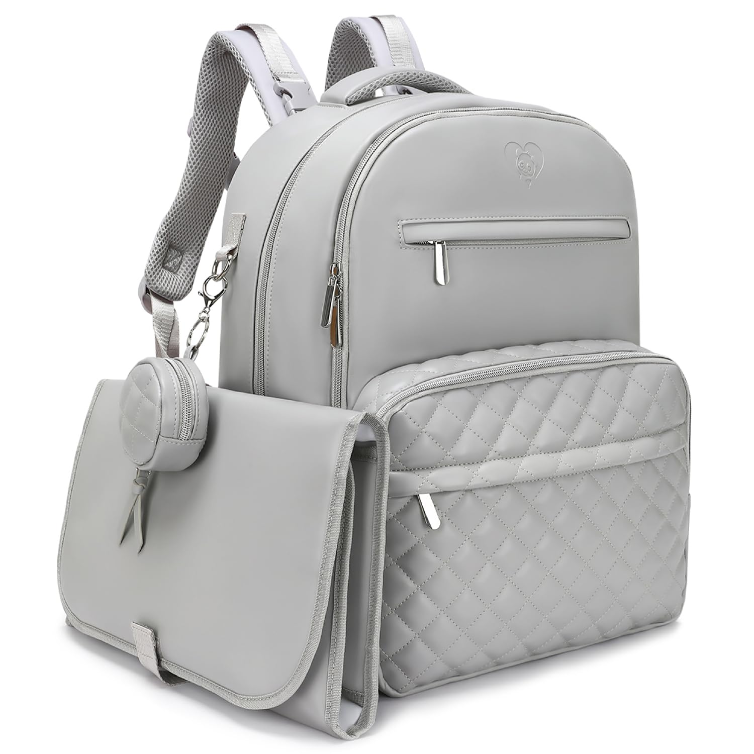 Award-Winning Smart Diaper Bag Changing Station + Best Luxe PU Leather Diaper Backpack Bag with Solar Power Bank, Heated Pockets with Timer & Temp Control, Insulated Compartments, Water-Resistant