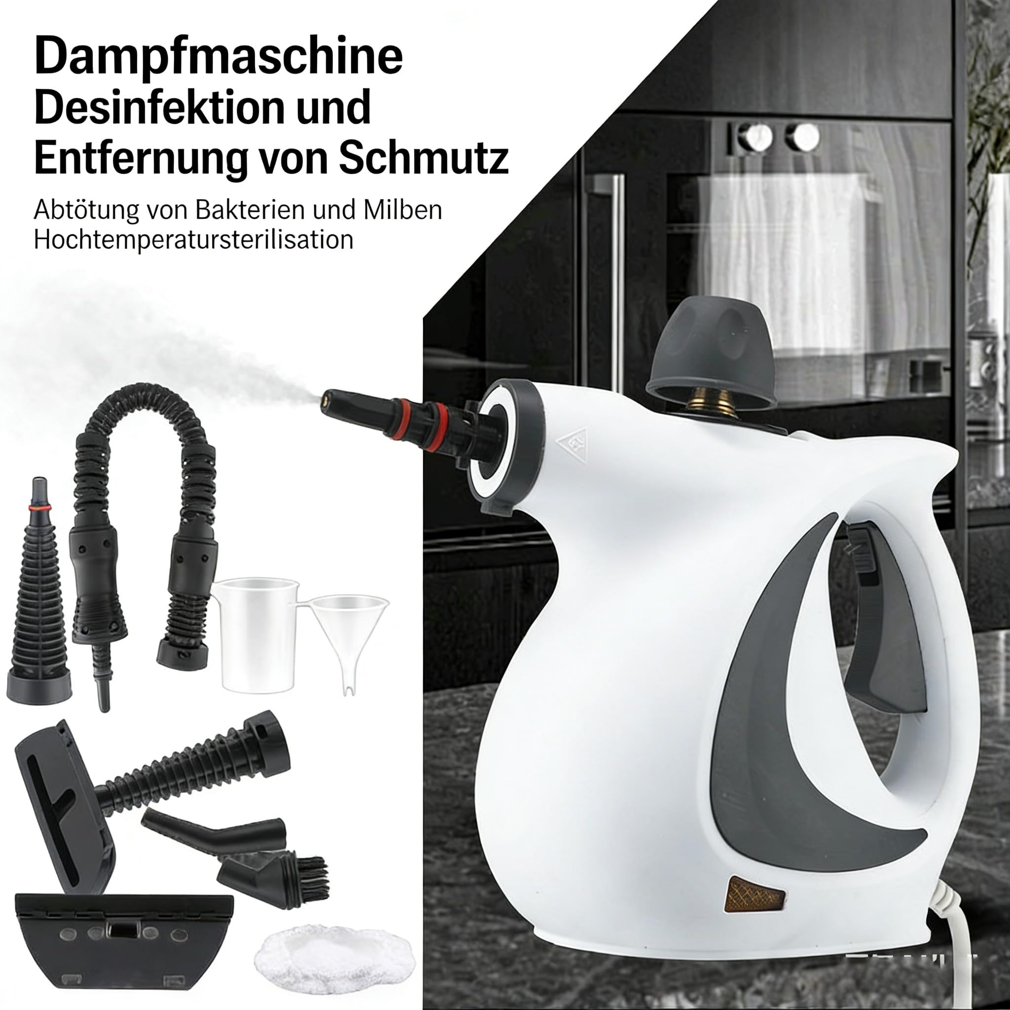 Saubera Hand-Dampfreiniger - Druck Chemikalienfreier Dampfreiniger für Polster & Haustiere mit sämtlichem Zubehör
