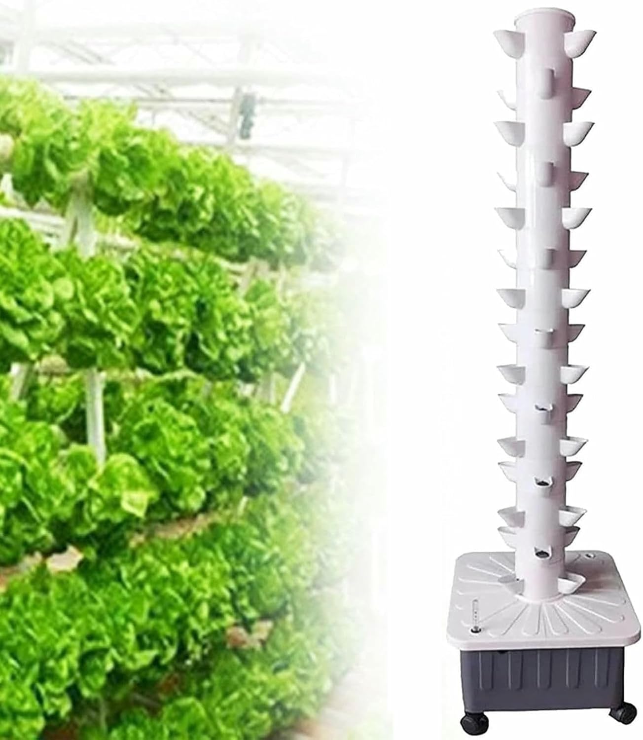 45 Holes Hydroponics Tower, Hydroponics Tower Growing System, with Hydrating Pump, DIY Hydroponics Farm Equipment for Indoor Herbs, Fruits and Vegetables-*