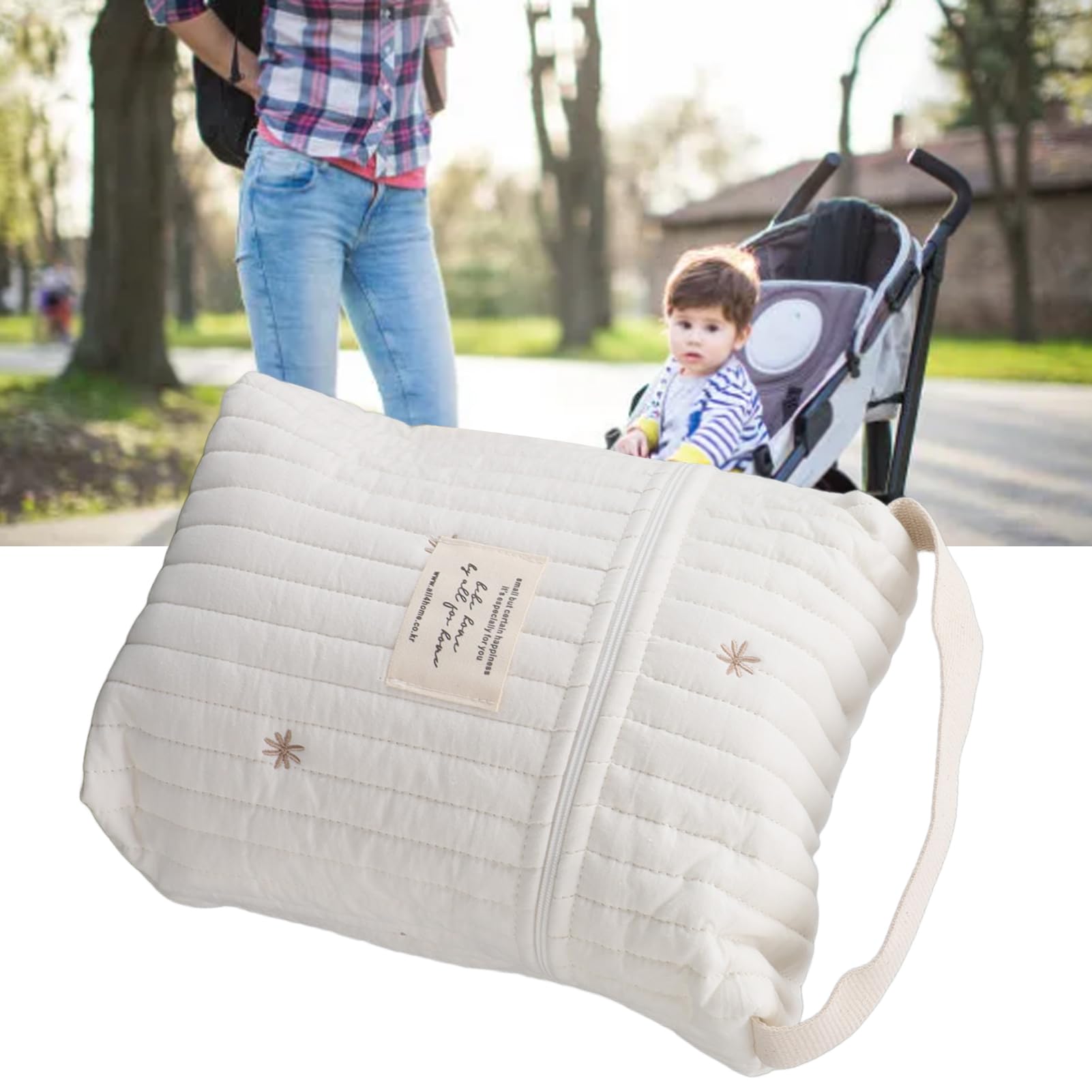 Borsa per Biberon Portatile con Motivo Ricamato Borsa Pieghevole per Biberon Salviette Pannolini Frutta Bevande(UN)