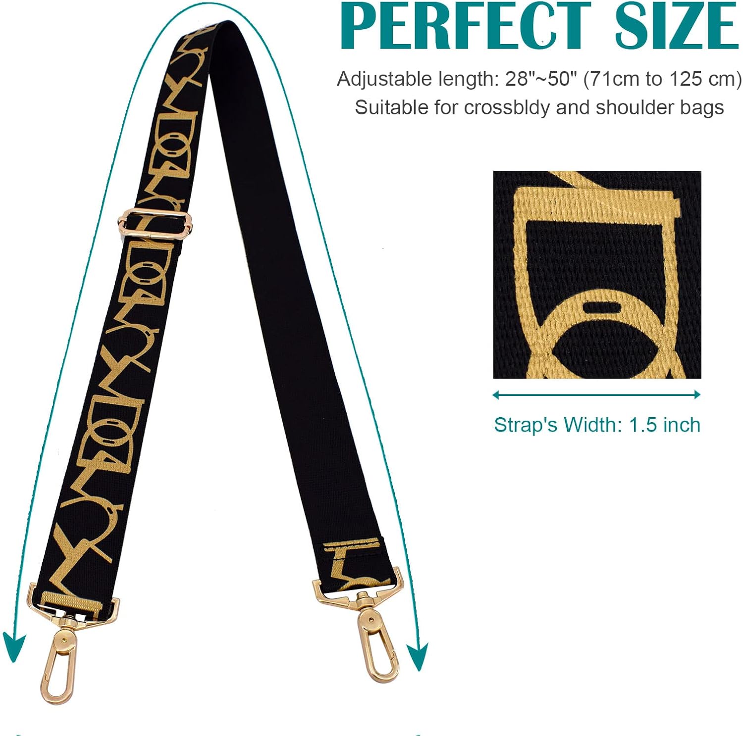 Strap Purse Crossbody Bag Strap Replacement Metal Swivel Hook Shoulder Strap Guitar Strap for Crossbody Bag/luggag … - Image 3