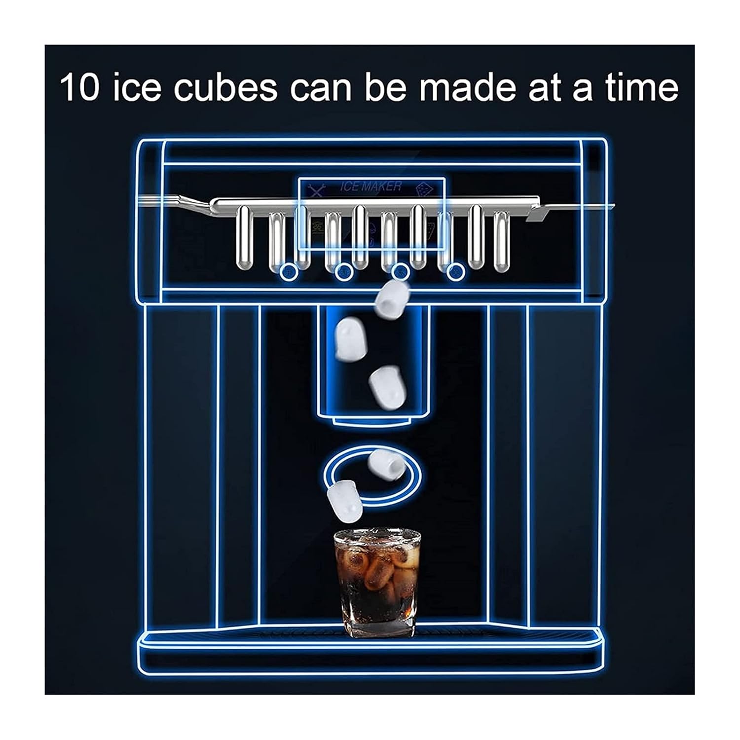 Counter Top Ice Maker Machine 33LBS/24H Compact Automatic Ice Maker 10 Cubes Ready in 6-8 Minutes Portable Ice Cube Maker Perfect for Home/Kitchen/Office/Bar