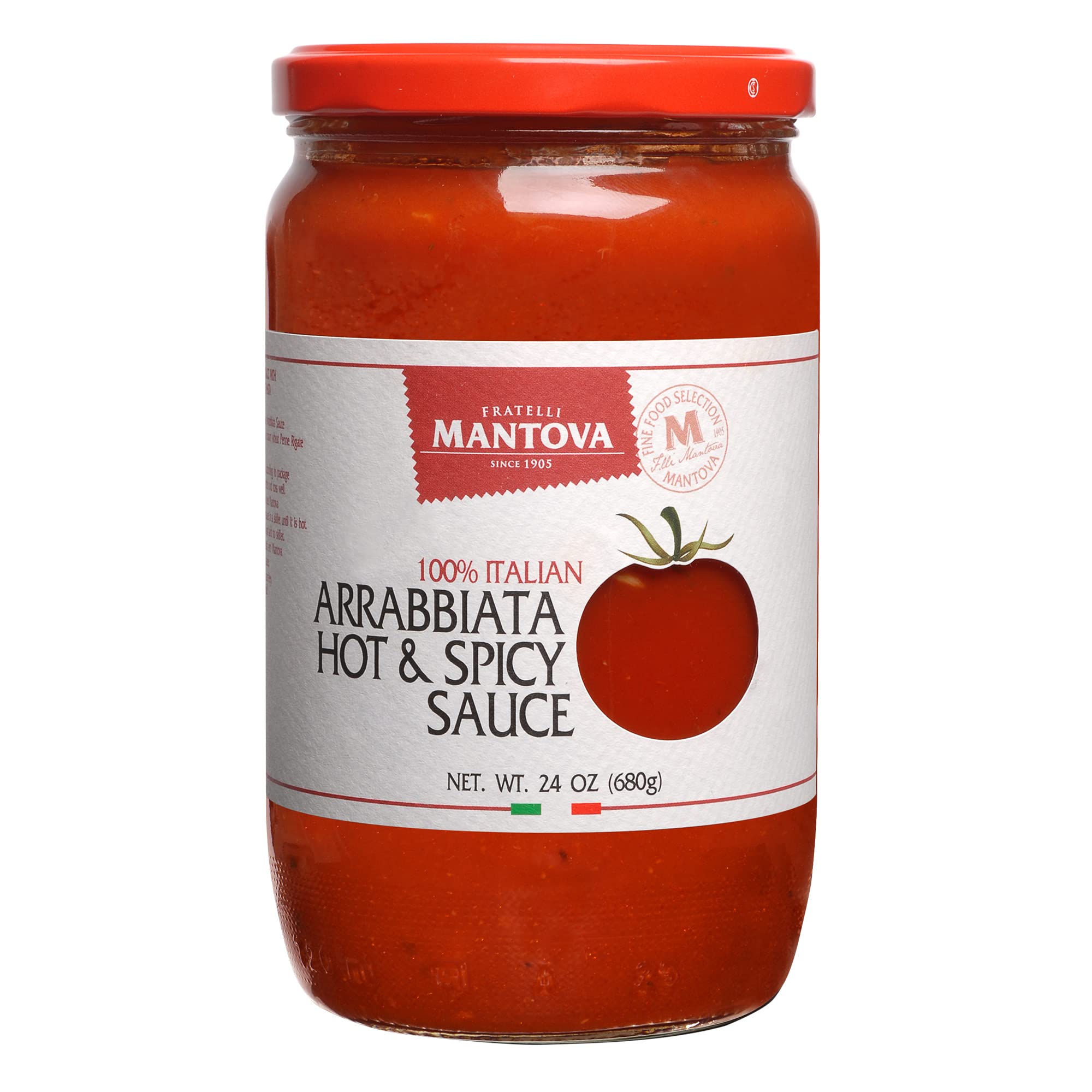 Mantova Arrabbiata Pasta Sauce | Tomato Sauce Made with Fresh & All-Natural Ingredients | Non GMO, Vegan, Gluten Free, Low Carb Pasta Sauce, 24 Fl Oz