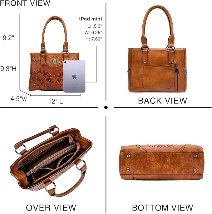 Bolso Tote grande para mujer con asa superior vintage miniatura 3