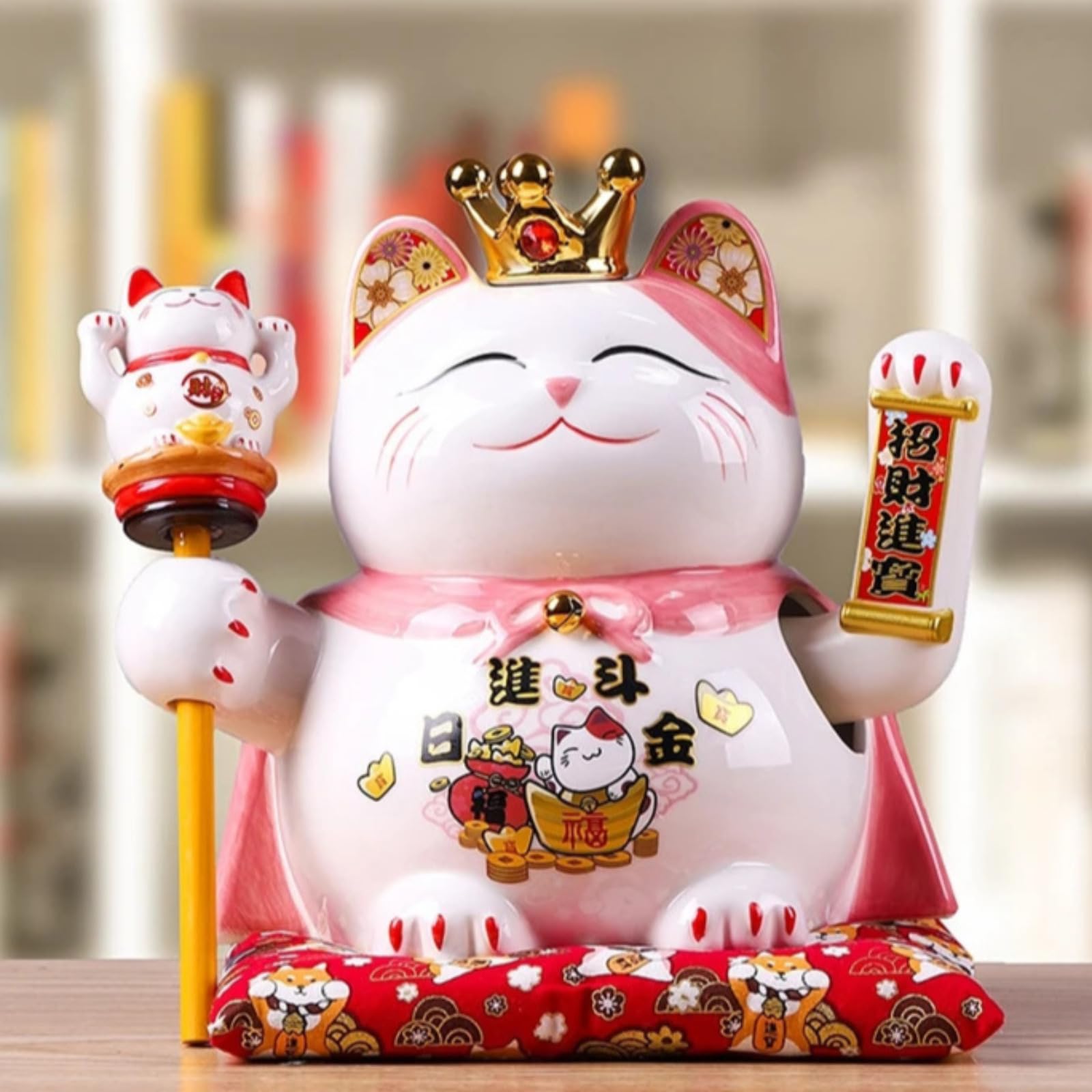 Couronne en porcelaine avec bras agitant rose 26 cm de Nouvel An
