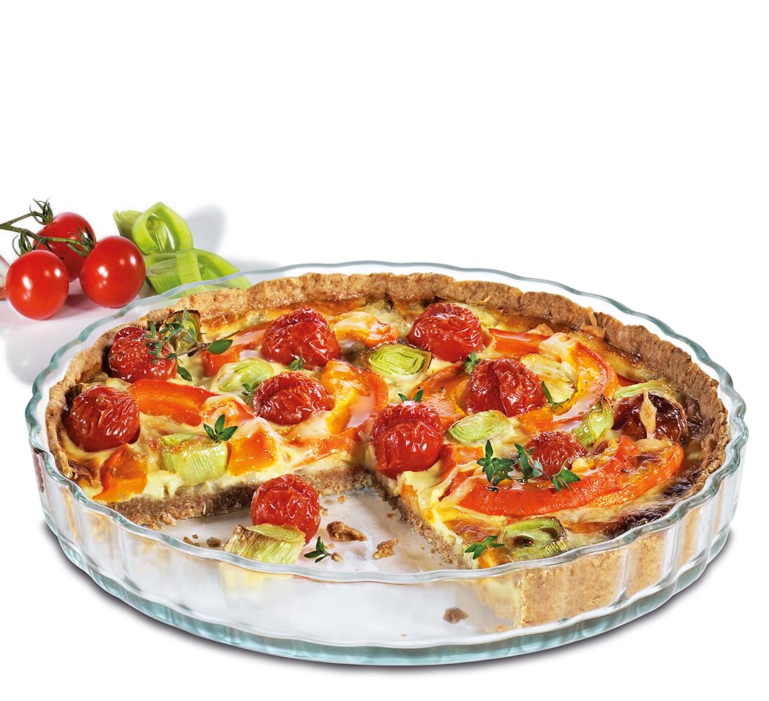 Küchenprofi Forma do tortu Elsas ze szkła, Ø: 27,5 cm wysokość: 3,5 cm, forma do quiche, forma do dna tortów, forma do tarty, forma do zaparzania i ciasta okrągła, nadaje się do zamrażania,