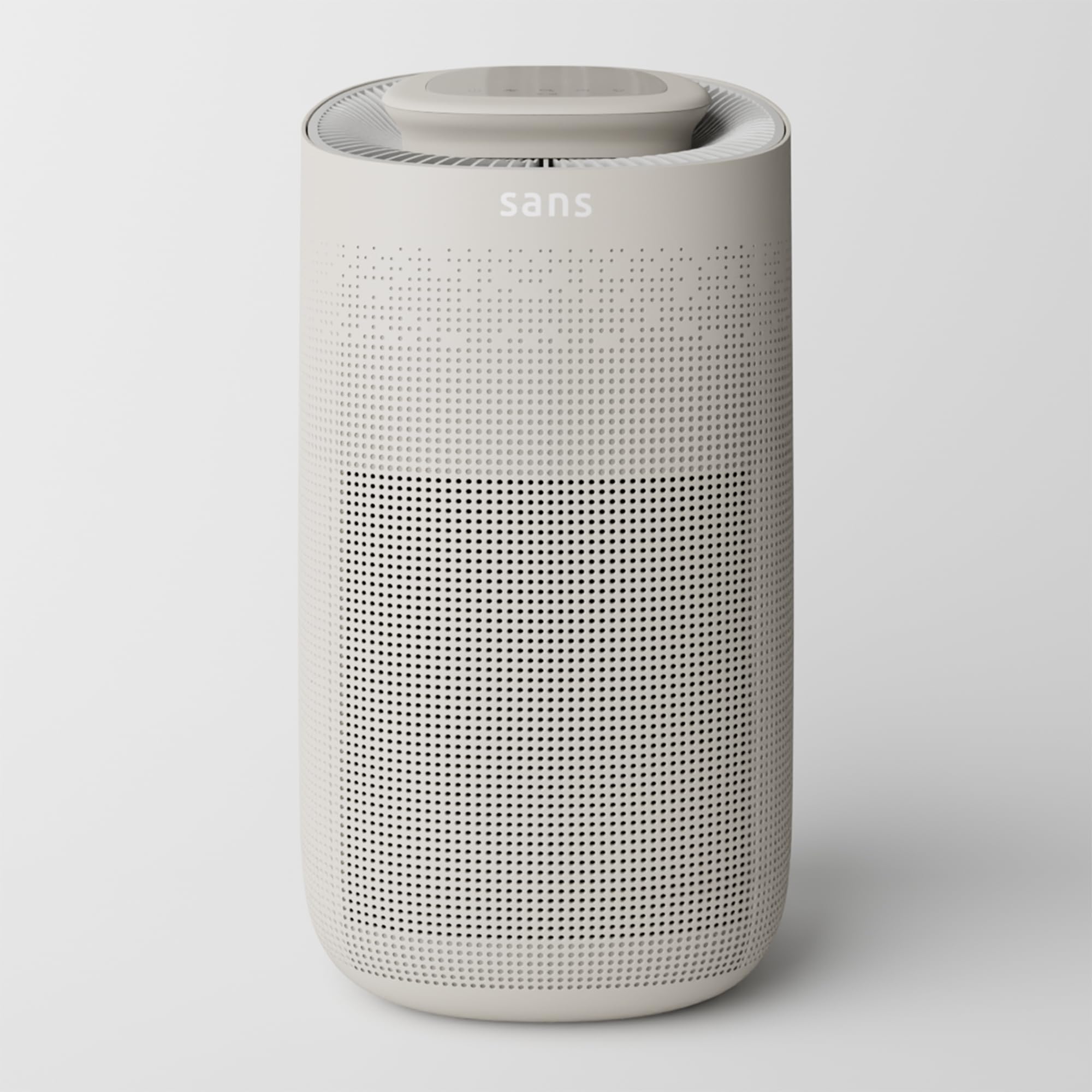 Sans Air Purifier Mini for Large Rooms (Up to 490 Sq Ft) – True HEPA & Activated Carbon Filter for Allergies, Pets, Dust, and Odors | Quiet 25dB Operation with UV-C Light & Lights-Out Mode (Sand)