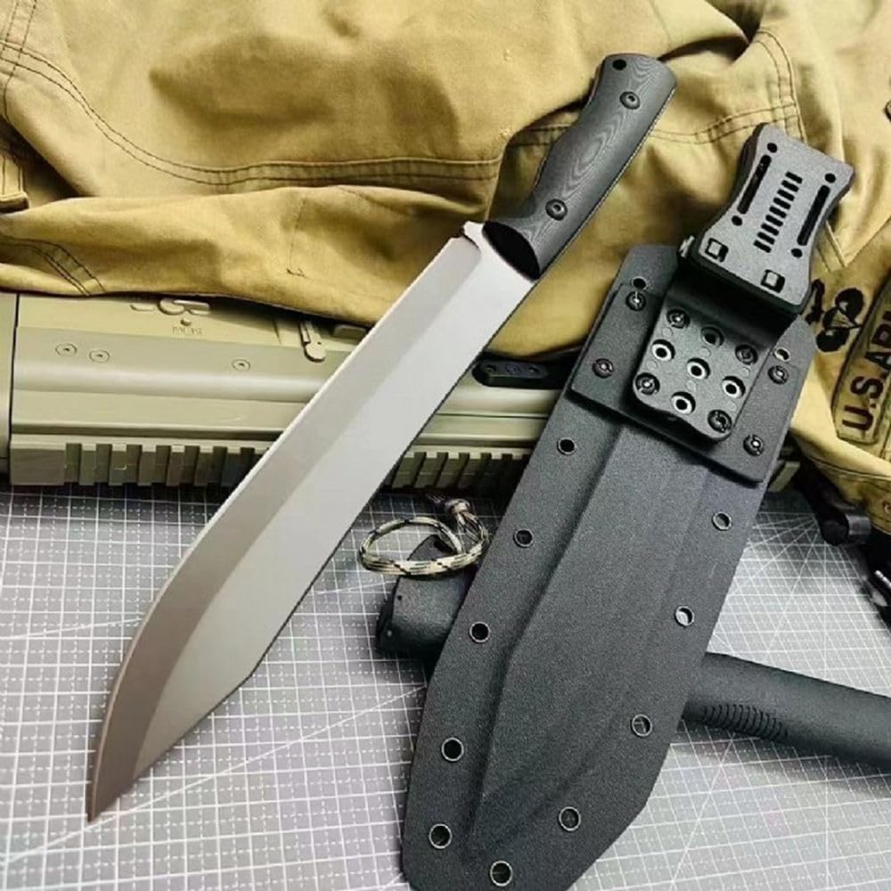 Generico TEERMA JN7 Coltello da caccia, coltello da campeggio - coltello di sopravvivenza a lama fissa forgiata in un pezzo, Per la caccia, la pesca, le avventure di sopravvivenza