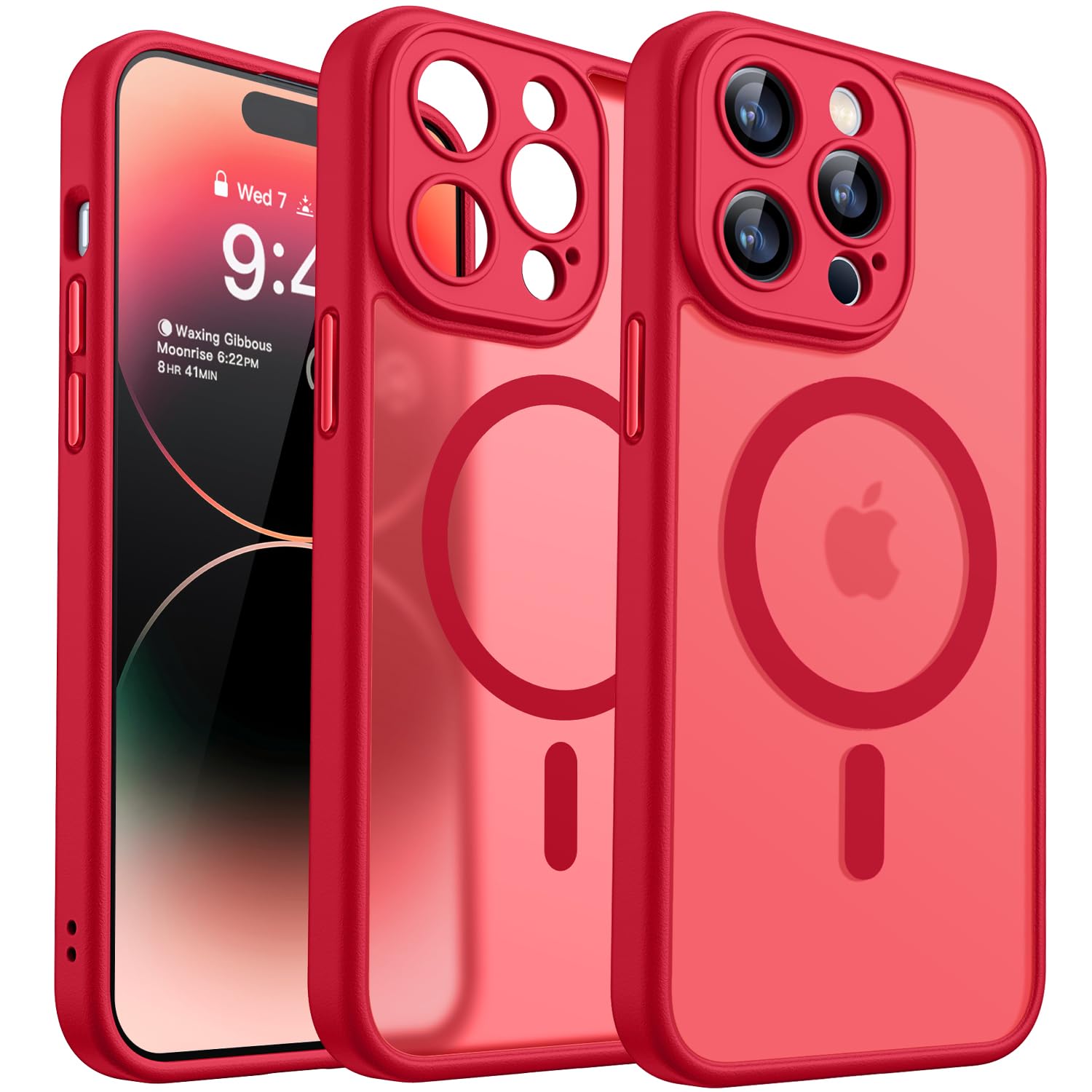 CANSHN 2024 Neu für iPhone 14 Pro Max Hülle mit Kameraschutz für Magsafe (TOP Militärschutz & Magnetkraft) Extrem Haltbarkeit Hülle iPhone 14 ProMax Case Stoßfest, Rot
