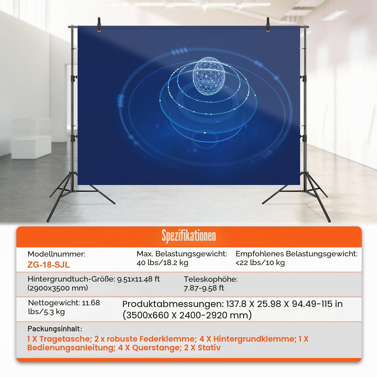 Vevor Fotohintergrund Professioneller Fotografie Hintergrund 3048 x 3048 mm Hintergrundstoffgröße Studio-Requisiten Hintergrund Verstellbar – Bild 7