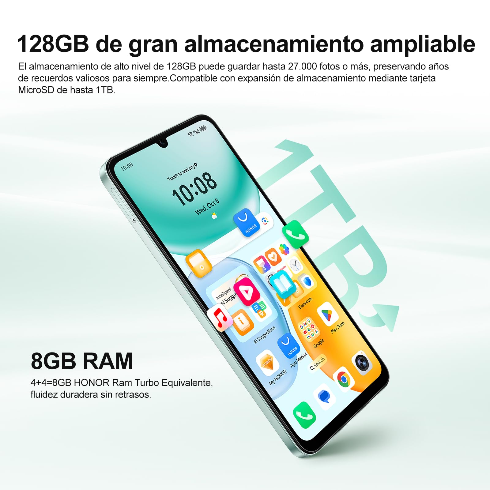 HONOR X5c Plus Smartphone, Pantalla Brillante de 6,74 Pulgadas 90Hz, Batería de Larga Duración 5130 mAh, 256GB, Cámara Doble 50 MP Ultraclara, Procesador de 8 Núcleos, Dual SIM, Android 15
