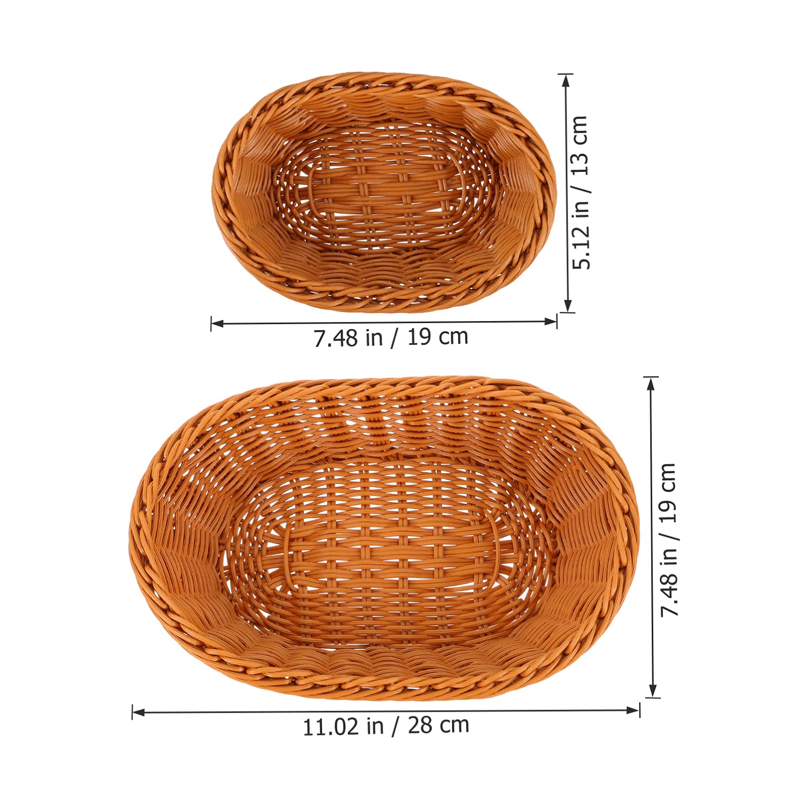 NAMOARLY 2pcs Fruit Basket Fruit Serving Basket Woven Serving Baskets Round Wicker Basket Sweets Hamper Handwoven Basket Nut Trays Desktop Decoration Basket Seagrass Plastic Brown re-usable