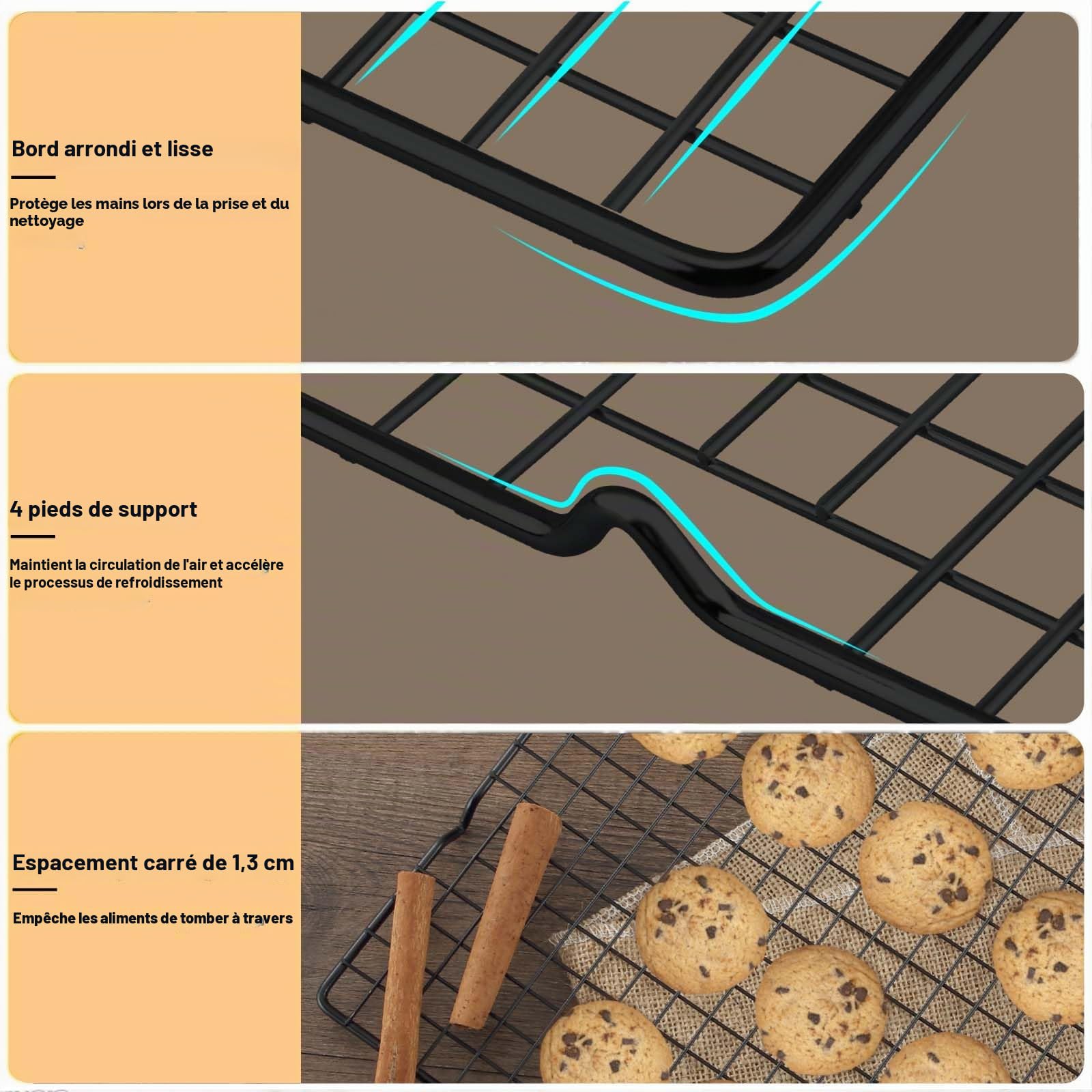 Grilles de refroidissement en acier inoxydable 40,2x25 cm Noir Set de 3 Hunnycook