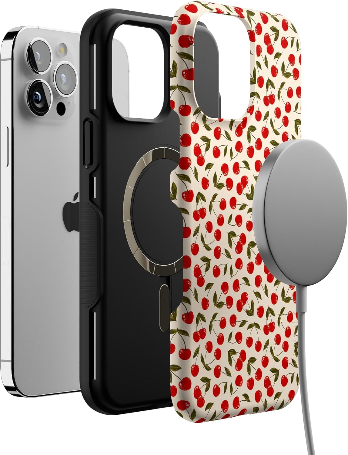 Casely iPhone 13 Pro Max Case | Cherry on Top | Red Cherries | Bold Protective Design | Compatible with MagSafe