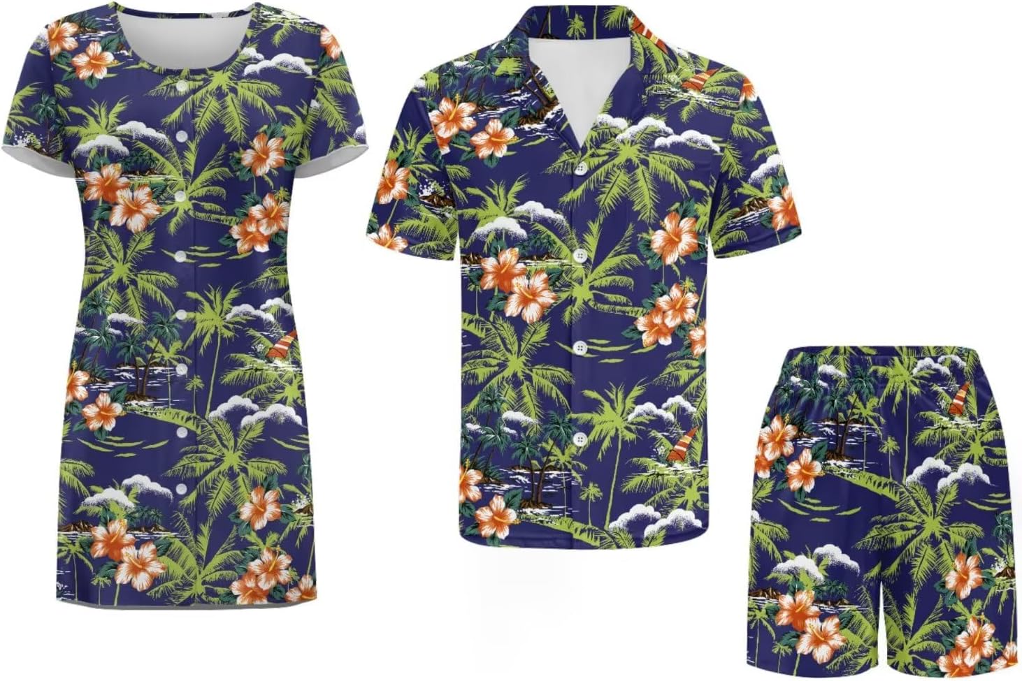 NDISTIN Casual Matching Summer Pajamas for Couples Short Sleeve Nightwear Button Down Loungewear for Women Men