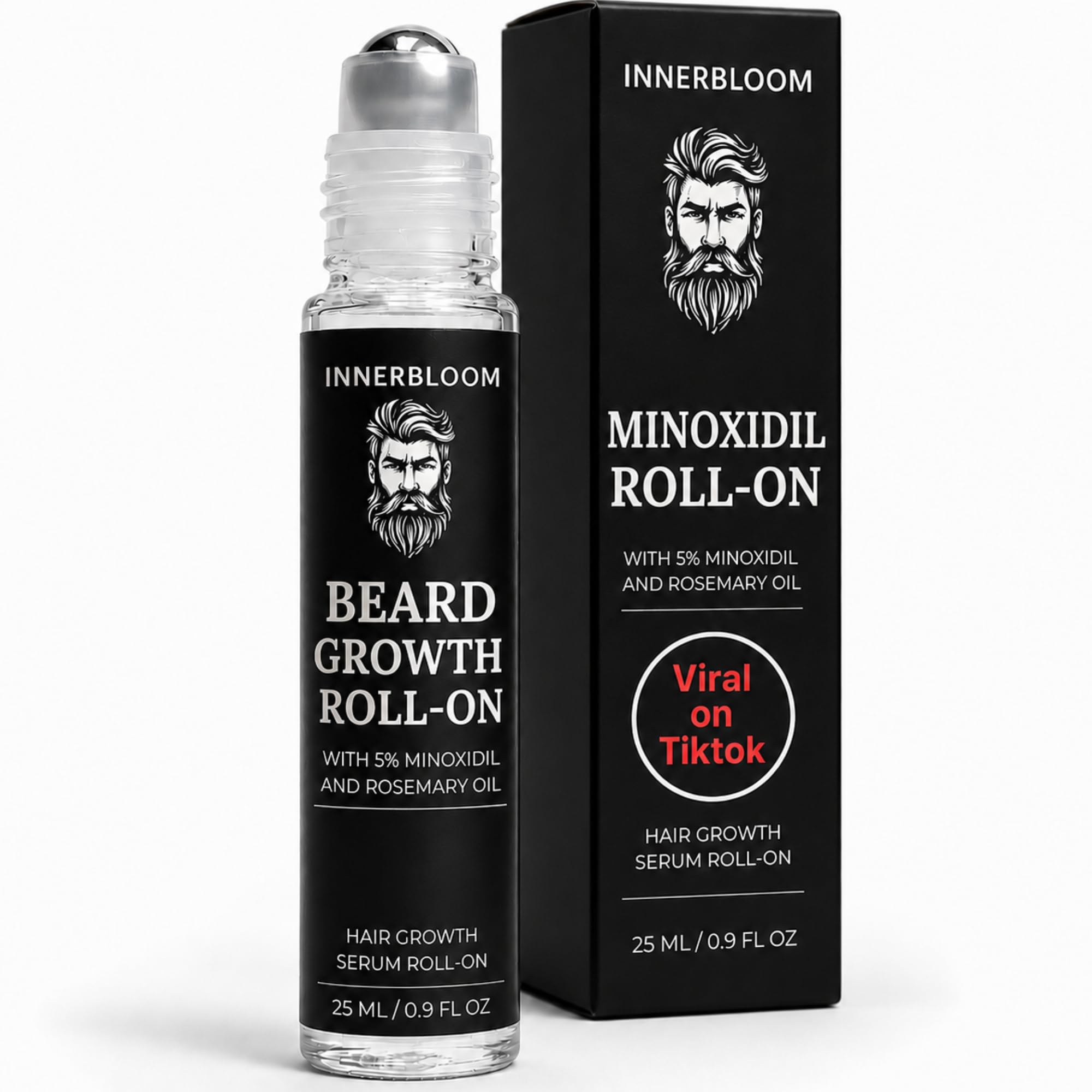 Innerbloom Minoxidil 5% Beard Growth Roll On with Rosemary Oil