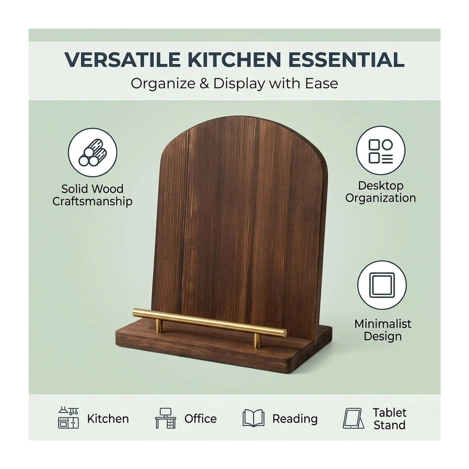 Atril Cocina Madera Maciza Vintage Soporte for libro de recetas ajustable