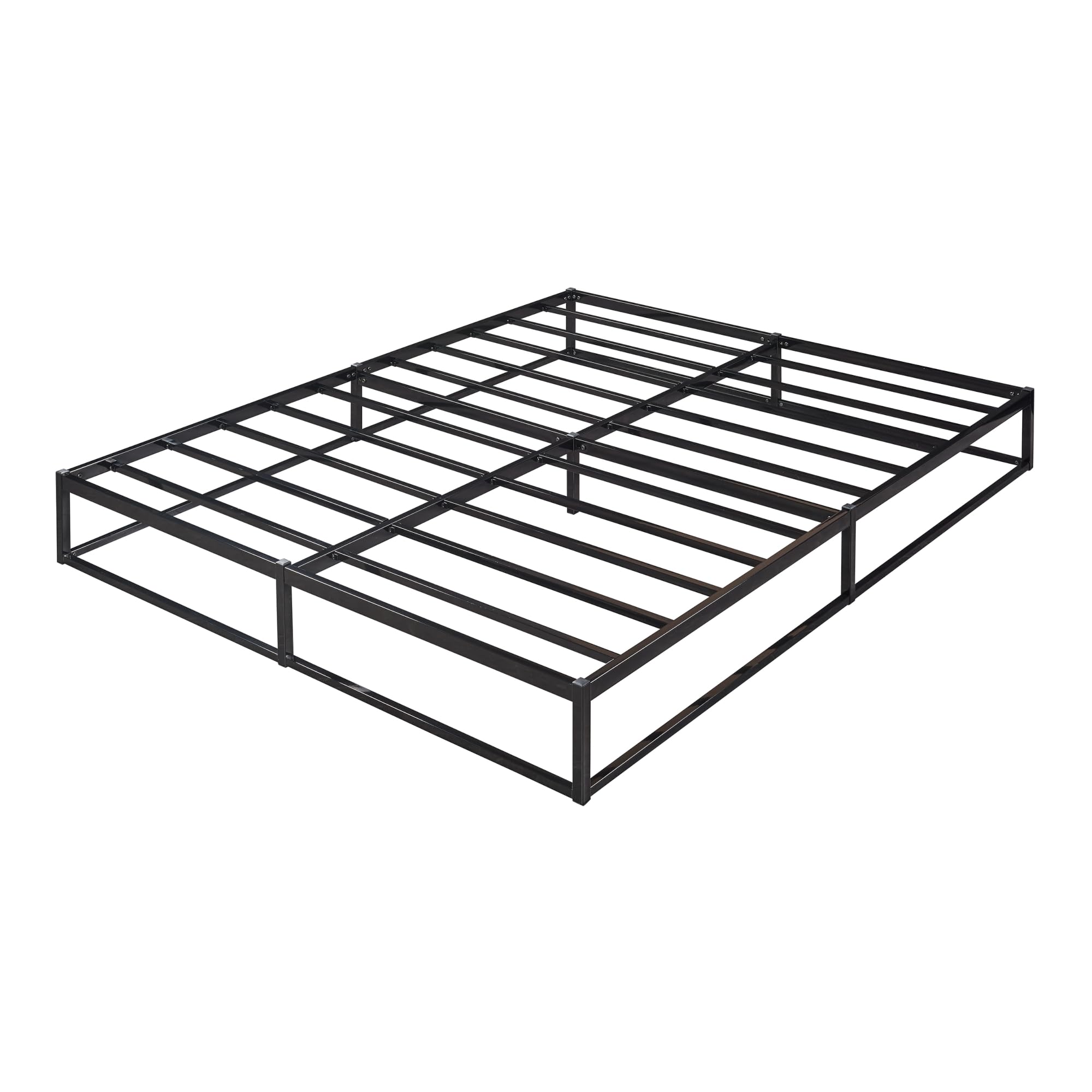 [en.casa] Struttura Letto Matrimoniale 160x200 cm in Acciaio Letto a 2 Piazze Senza Testiera e Pediera Letto Minimalista di Forma Rettangolare - Nero