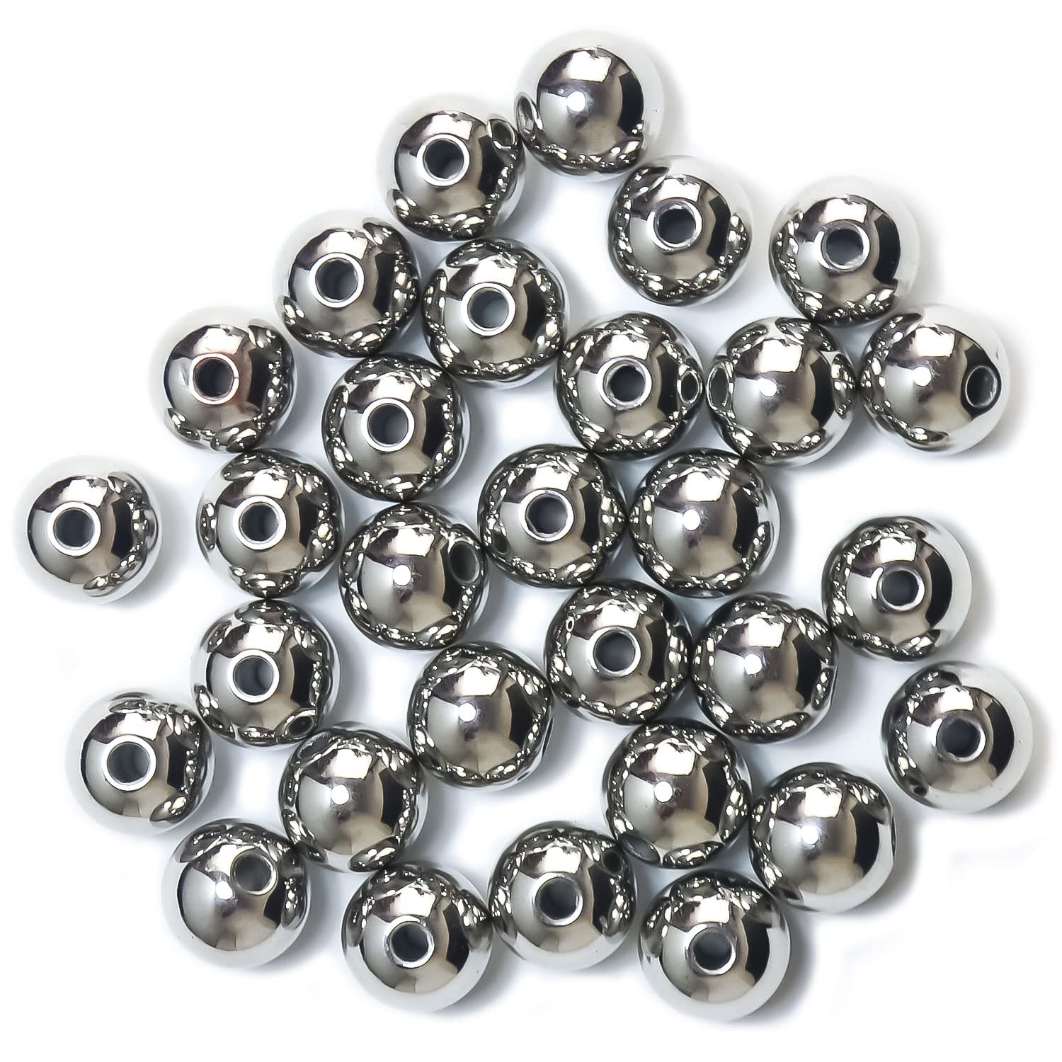 Amazon.co.jp: 【メタルビーズ】シルバー30個入り【10mm】丸型 球体  