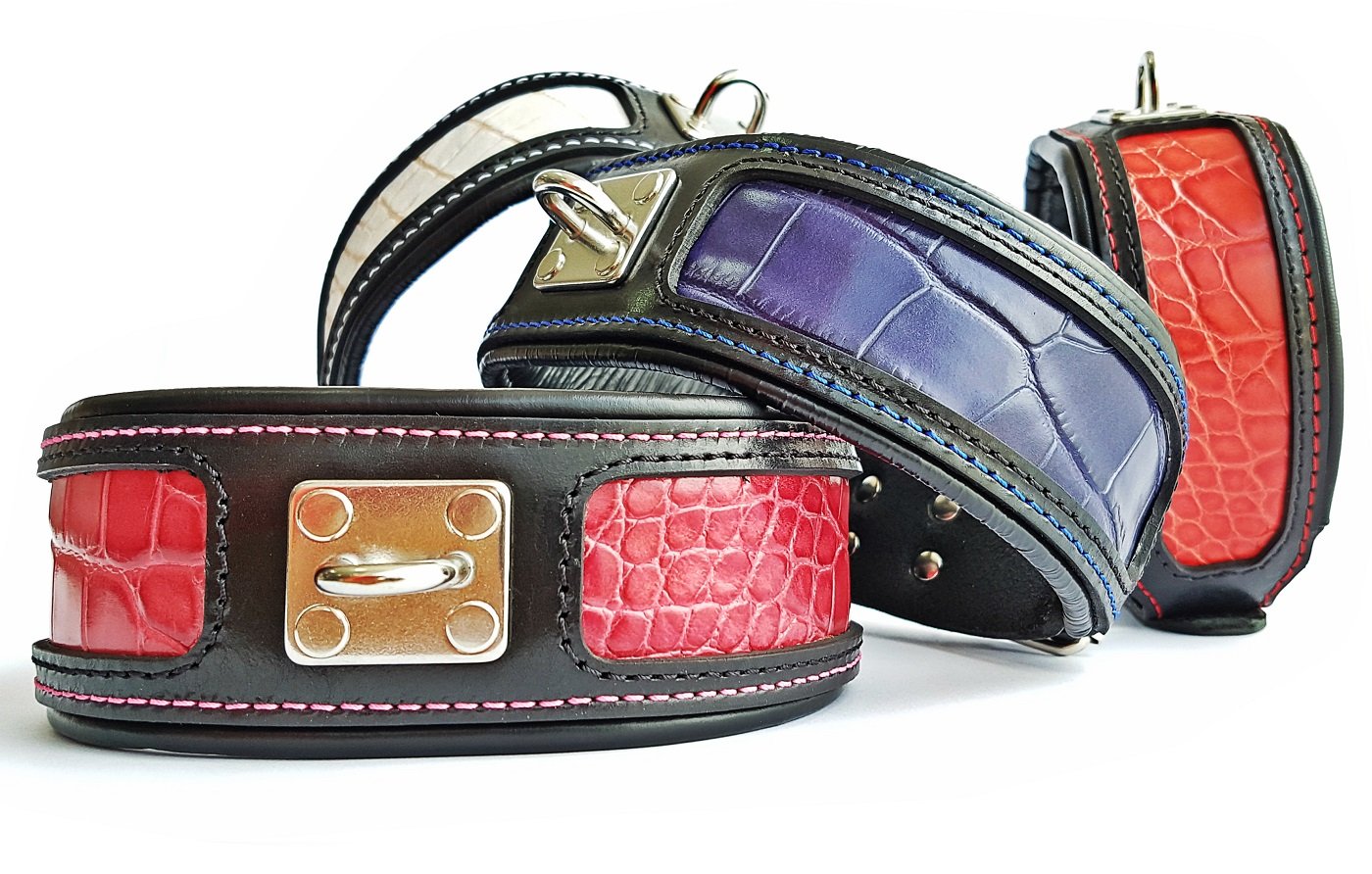Bestia® Echtleder Reptilien Hundehalsband. 6,3 cm breit. Weich unterlegt. Lederdekoration mit Reptilien Muster. Super widerstandsfähig. M bis XXL. Top Qualität aus Europa!