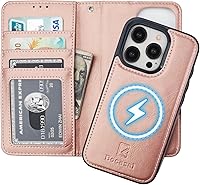 Vista 10 de Bocasal Funda tipo cartera desmontable para iPhone 15 Pro con bloqueo RFID, ranuras para tarjetas, soporte de cuero PU premium magnético con soporte