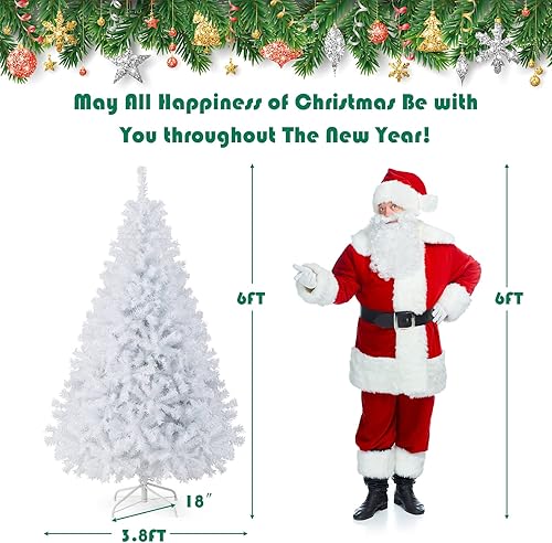 Miniatura 7 de BestComfort Árbol de Navidad artificial blanco de 6 pies, 7.5 pies9 pies, árbol completo de abeto con bisagras sin luz con 100013462132 puntas de